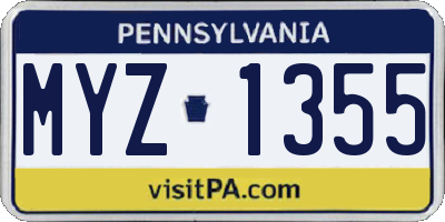 PA license plate MYZ1355