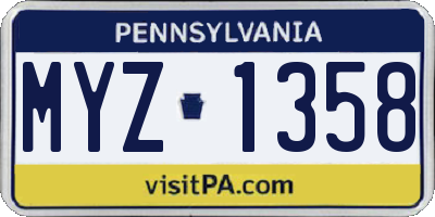 PA license plate MYZ1358