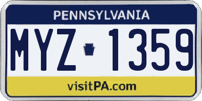 PA license plate MYZ1359