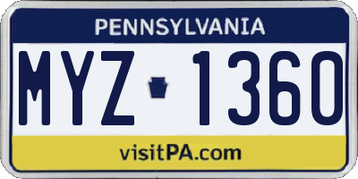 PA license plate MYZ1360