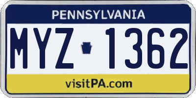 PA license plate MYZ1362