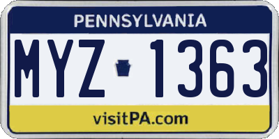PA license plate MYZ1363