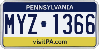 PA license plate MYZ1366