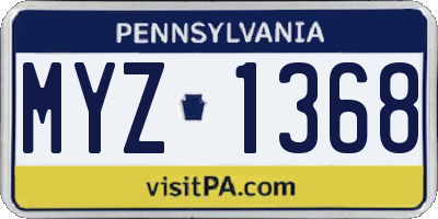 PA license plate MYZ1368