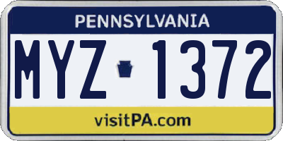 PA license plate MYZ1372
