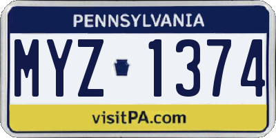 PA license plate MYZ1374