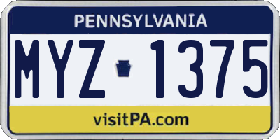 PA license plate MYZ1375