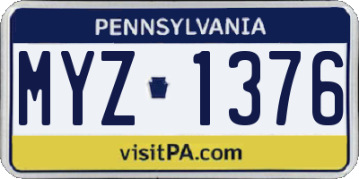 PA license plate MYZ1376