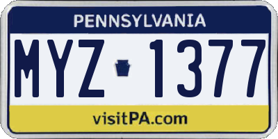PA license plate MYZ1377