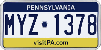 PA license plate MYZ1378