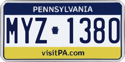 PA license plate MYZ1380