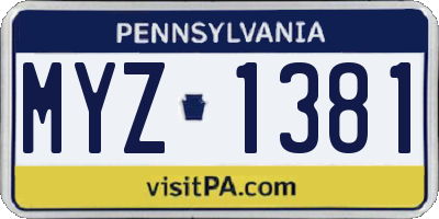 PA license plate MYZ1381