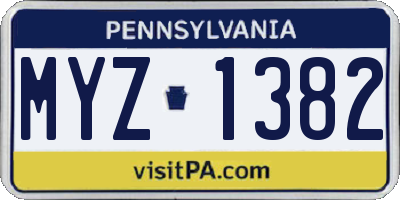 PA license plate MYZ1382