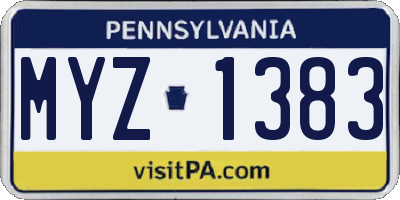 PA license plate MYZ1383