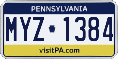 PA license plate MYZ1384