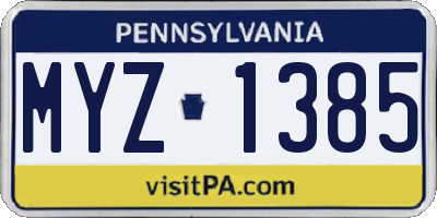 PA license plate MYZ1385
