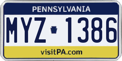 PA license plate MYZ1386