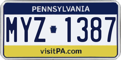 PA license plate MYZ1387