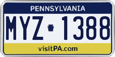 PA license plate MYZ1388