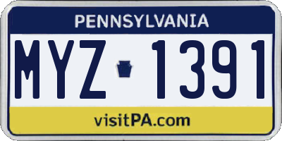 PA license plate MYZ1391