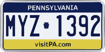 PA license plate MYZ1392