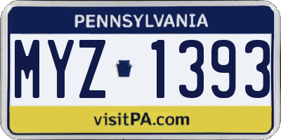 PA license plate MYZ1393