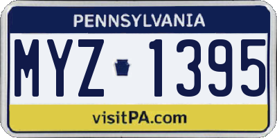 PA license plate MYZ1395