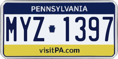 PA license plate MYZ1397