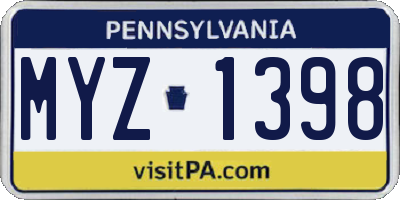 PA license plate MYZ1398