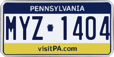 PA license plate MYZ1404