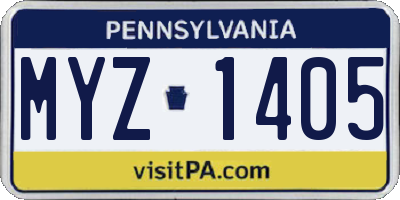 PA license plate MYZ1405