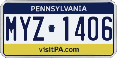 PA license plate MYZ1406