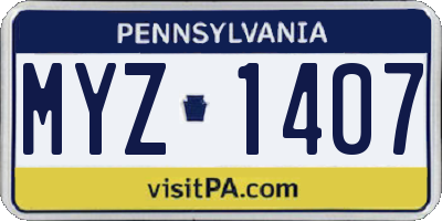 PA license plate MYZ1407