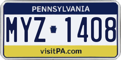 PA license plate MYZ1408