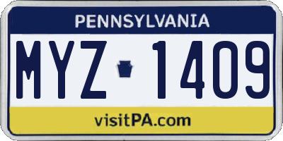 PA license plate MYZ1409