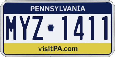 PA license plate MYZ1411