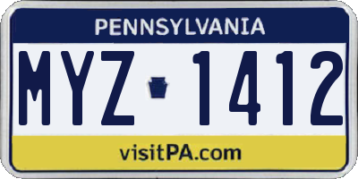 PA license plate MYZ1412