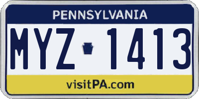 PA license plate MYZ1413