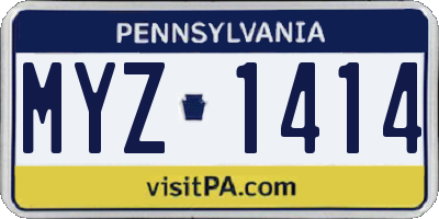 PA license plate MYZ1414