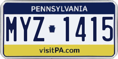 PA license plate MYZ1415