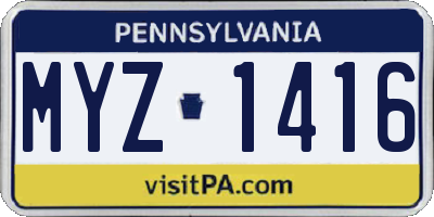 PA license plate MYZ1416