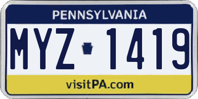 PA license plate MYZ1419