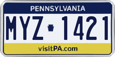 PA license plate MYZ1421
