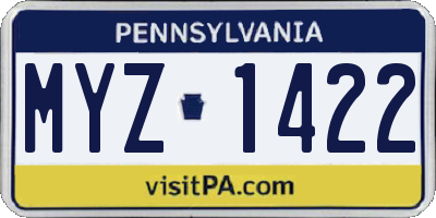 PA license plate MYZ1422