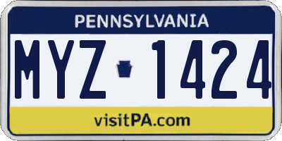 PA license plate MYZ1424