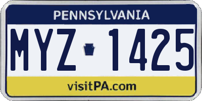 PA license plate MYZ1425