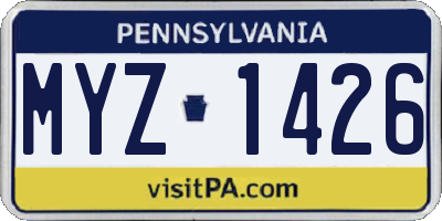 PA license plate MYZ1426