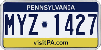 PA license plate MYZ1427