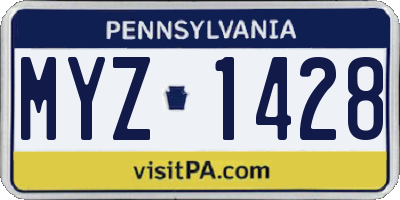 PA license plate MYZ1428