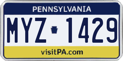 PA license plate MYZ1429